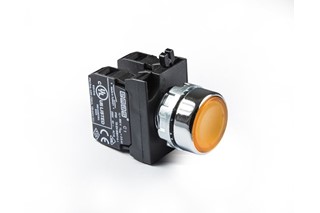 CM Serisi Metal 1NO+1NC Yaylı Düz Sarı 22 mm Buton